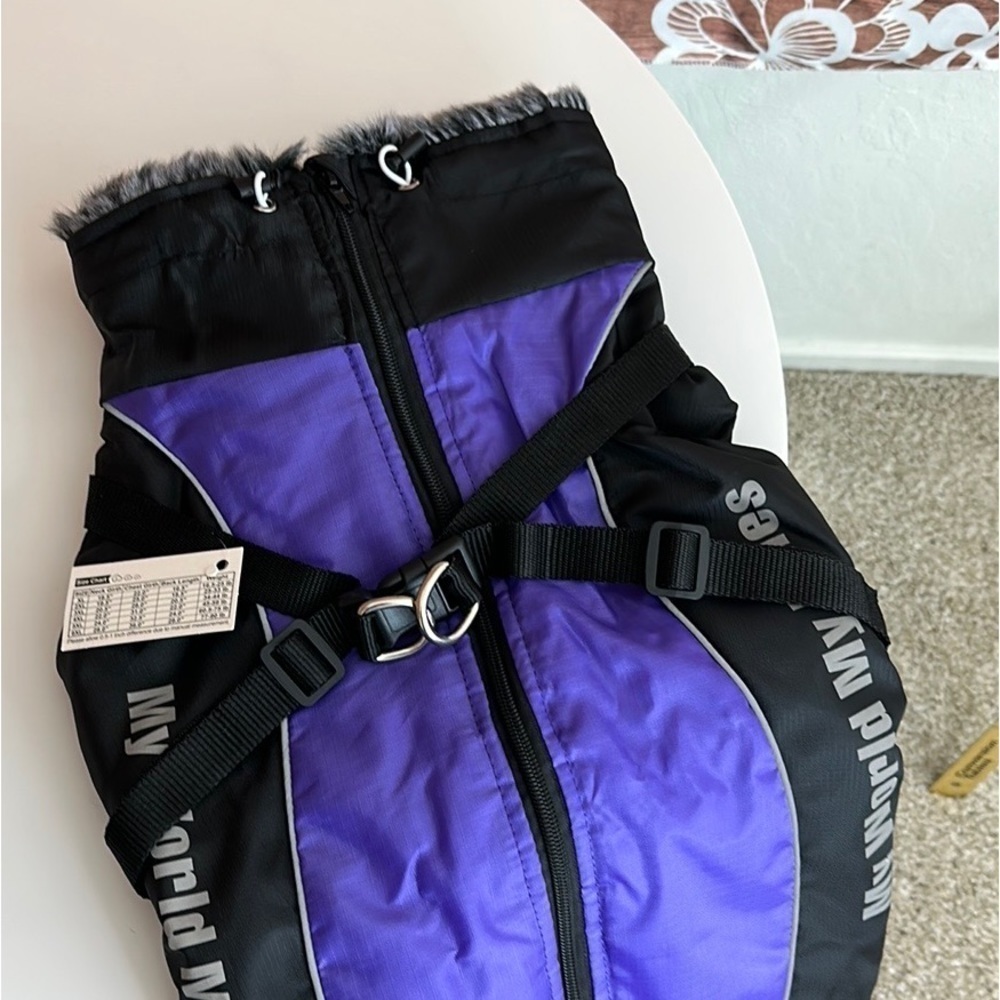 WINDPROOF DOG REFLECTIVE WINTER DOG Jacket Removable Safety Harness Snowsuit… - Picture 5 of 13